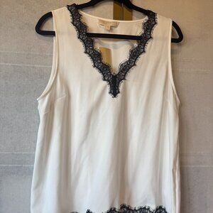 Michael Kors Ecru Sleeveless Lace Trim Blouse – Size L (NWT)